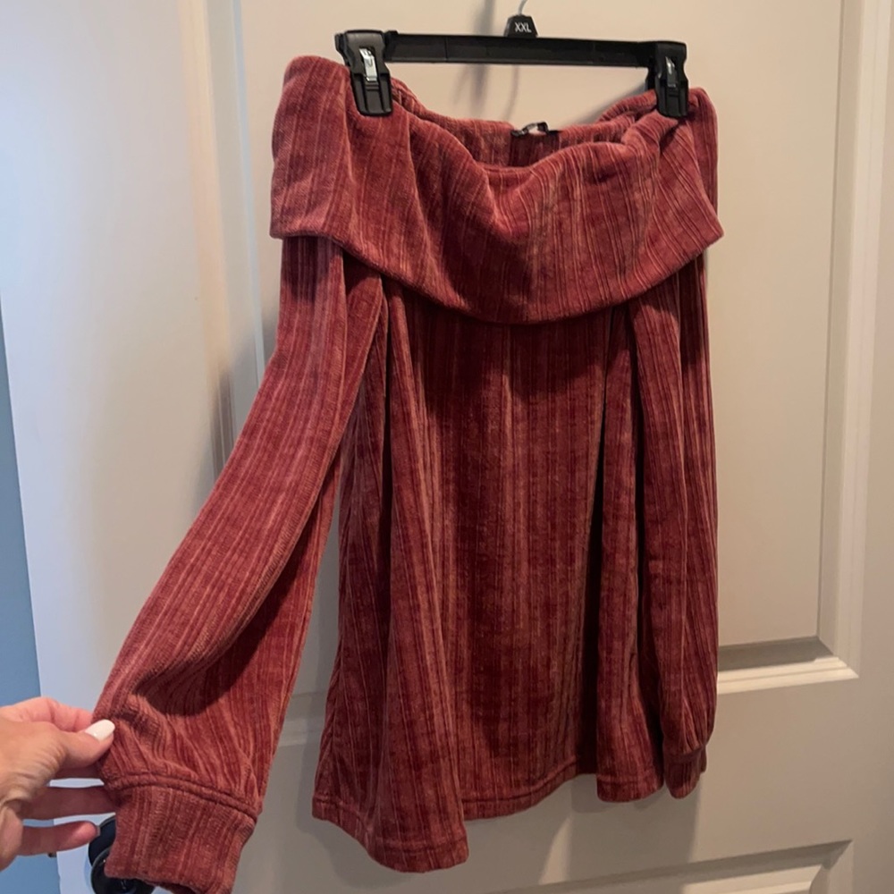 Off shoulder chenille sweater